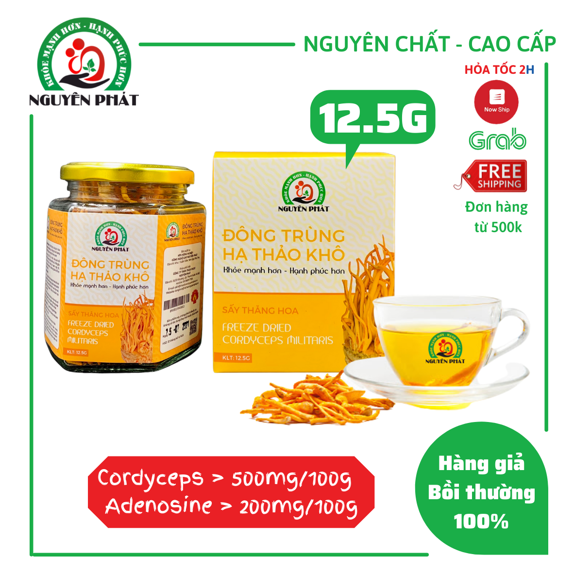 QUÀ TẶNG CAO CẤP: ĐÔNG TRÙNG HẠ THẢO NGUYÊN PHÁT HỘP 12.5 GRAM – BỒI BỔ